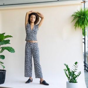 Known Supply Low-Cut Charcoal/Cream Polkadot Crop